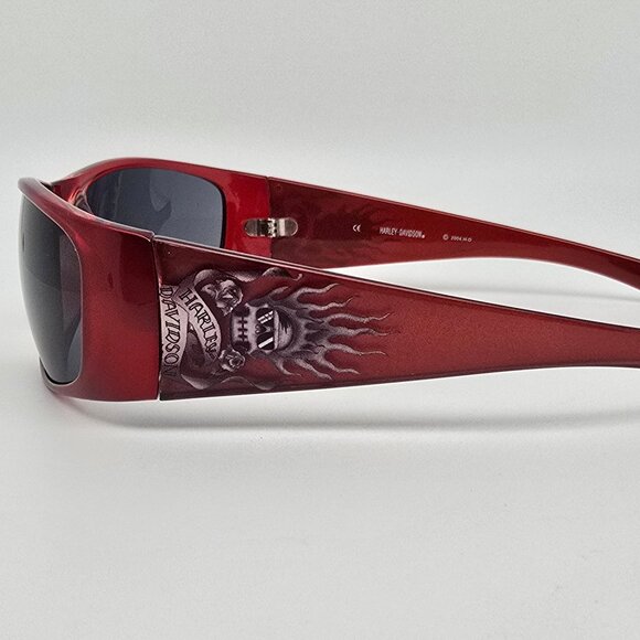 Harley Davidson HDS 5001 BU-3 Gloss Red Frame Grey Lens Sunglasses w/ Case 63mm - Picture 4 of 16